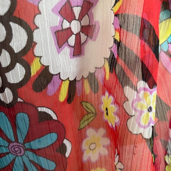 Boho Floral Sheer Tunic Dress with Sequin Beaded Neckline - Picture 8 of 13